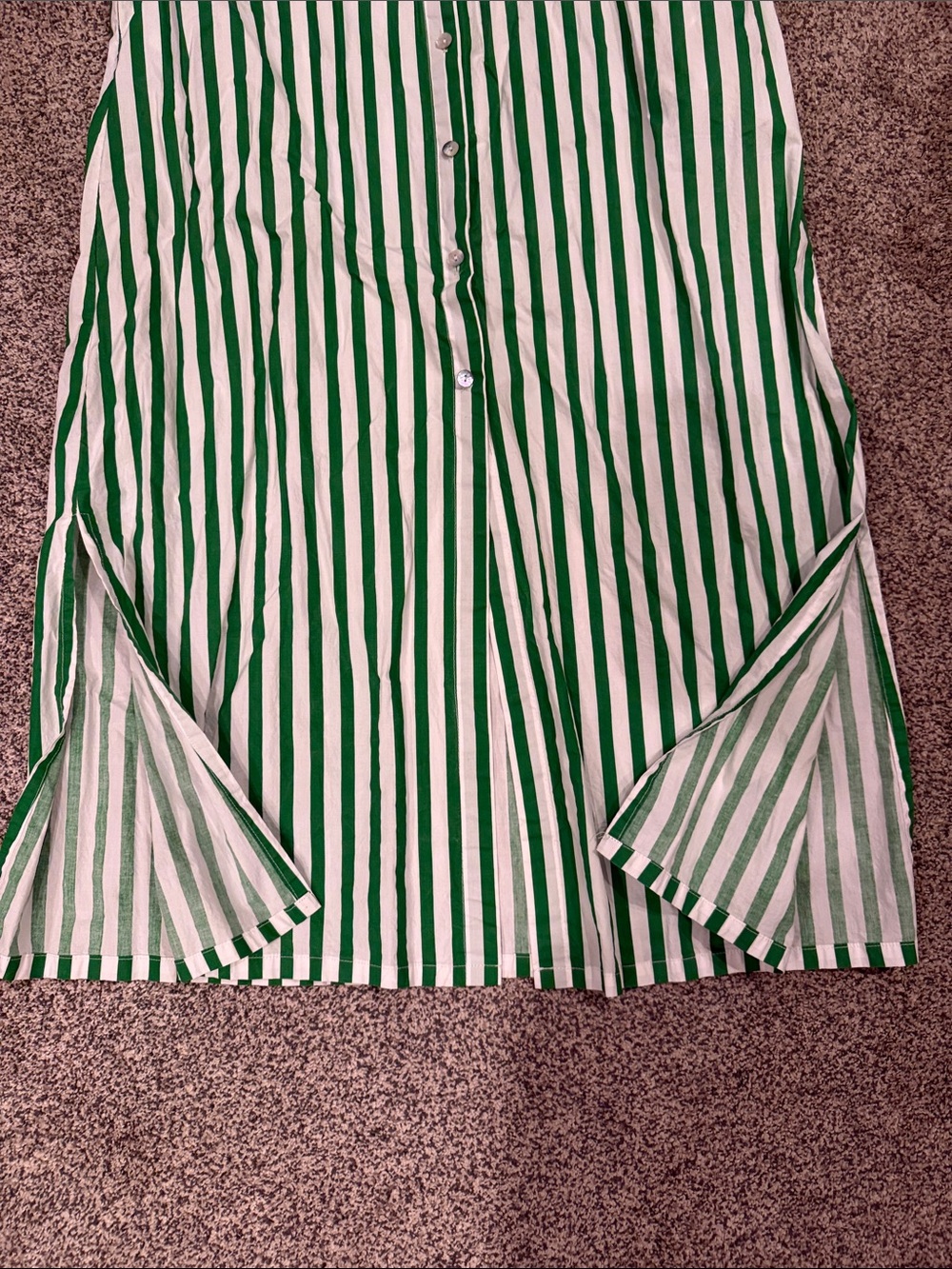 Petal & Pup Green and White Vertical Stripe Maxi Shirt Dress - Picture 4 of 6